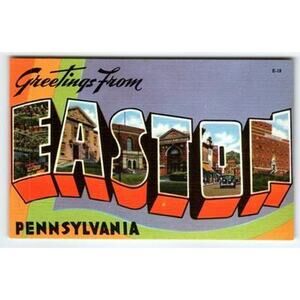 Vintage Linen Postcard Greetings from Easton Pennsylvania E-19